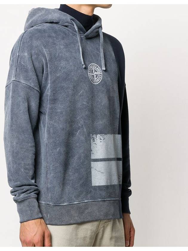 Logo Print Felpa Hoodie Navy - STONE ISLAND - BALAAN 5