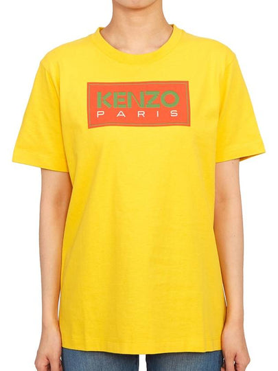 Women's Paris Logo Loose Cotton Short Sleeved T-Shirt Yellow - KENZO - BALAAN 2