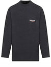 Embroidered Logo Cotton Long Sleeve T-Shirt Grey - BALENCIAGA - BALAAN 2