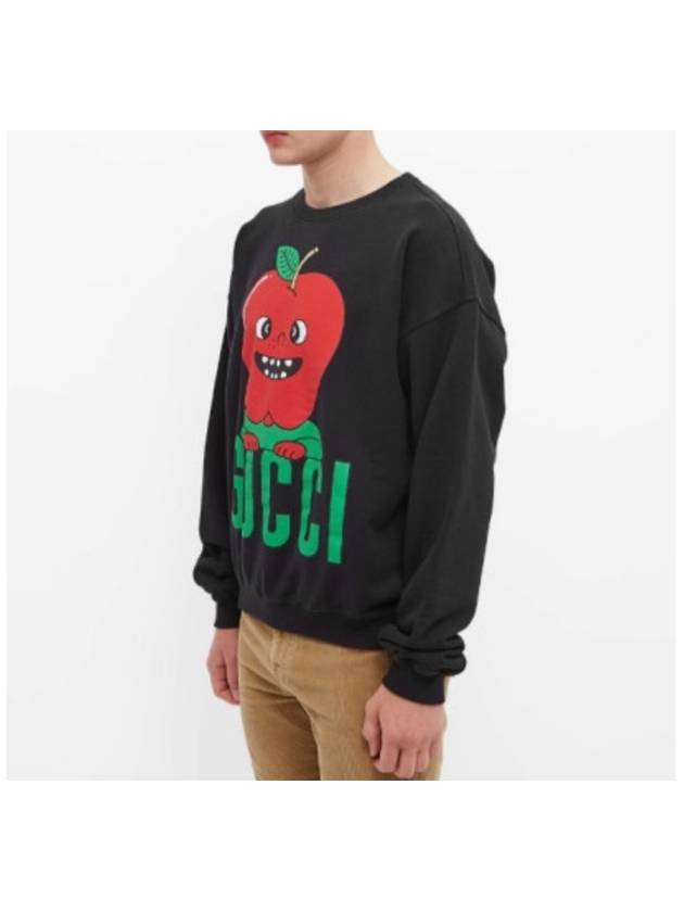 Apple Print Sweatshirt Black - GUCCI - BALAAN 3