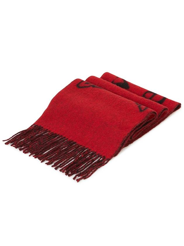 Fringe Wool Scarf Red Black - GANNI - BALAAN 3