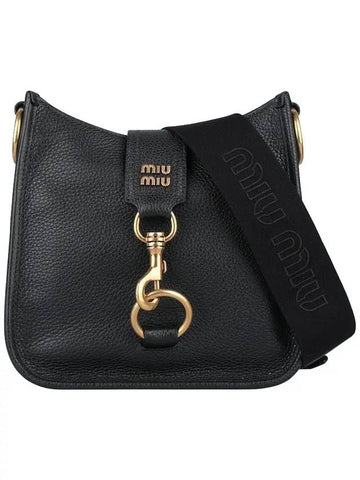 Snap Hook Gold Plated Leather Shoulder Bag Black - MIU MIU - BALAAN 1