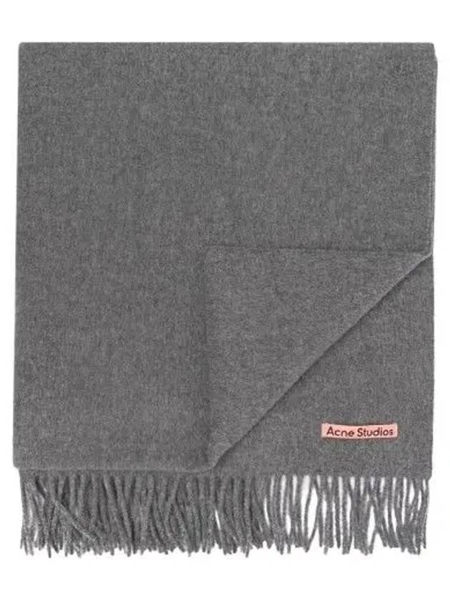 Logo Wool Fringe Scarf Grey - ACNE STUDIOS - BALAAN 2