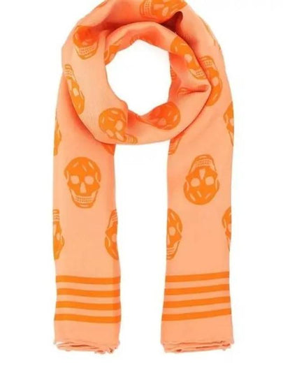 Skull Print Silk Scarf Orange - ALEXANDER MCQUEEN - BALAAN 2