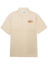 Oversized Textured Polo Shirt Wheat - MAISON KITSUNE - BALAAN 2