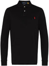 Embroidered Logo Slim Fit Polo Shirt Black - POLO RALPH LAUREN - BALAAN 2