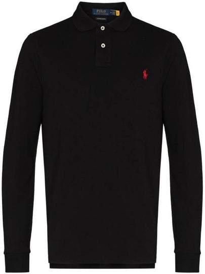 Embroidered Logo Slim Fit Polo Shirt Black - POLO RALPH LAUREN - BALAAN 2