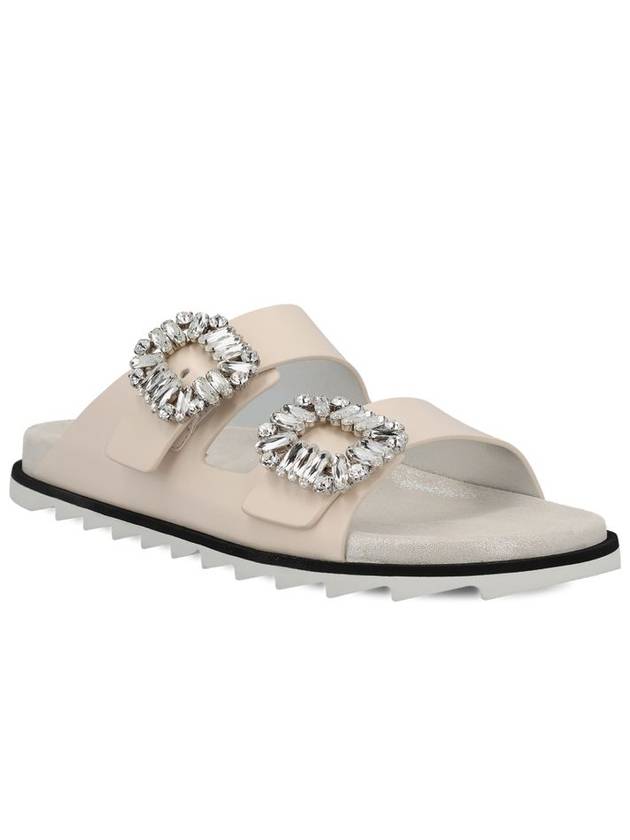 Silver Buckle Slippers Beige - ROGER VIVIER - BALAAN 3