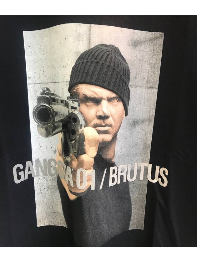 Men's Gangster Brutus Slim Regular Fit Short Sleeve TShirt Black PBJT488A 1414 - NEIL BARRETT - BALAAN 4