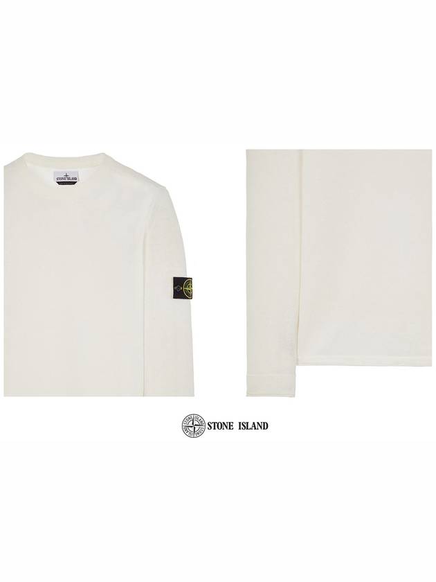 Wappen Patch Crew Neck Cotton Knit Top White - STONE ISLAND - BALAAN 7