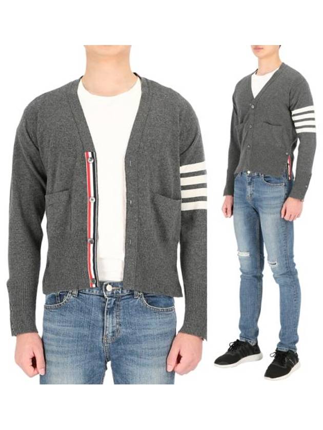 Men's Diagonal Classic Cashmere Cardigan Mid Grey - THOM BROWNE - BALAAN 2