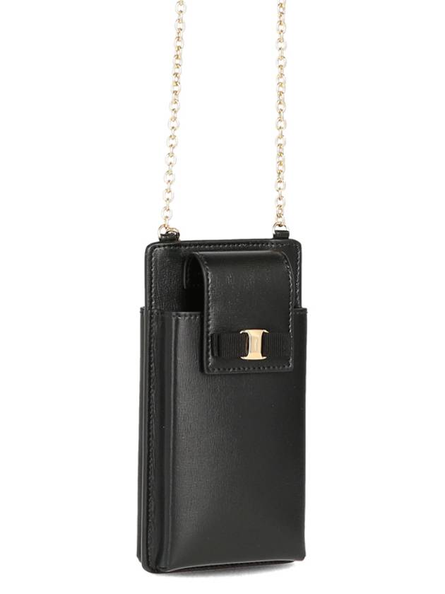 Salvatore Vara Bow Calfskin Phone Case Black - SALVATORE FERRAGAMO - BALAAN 3