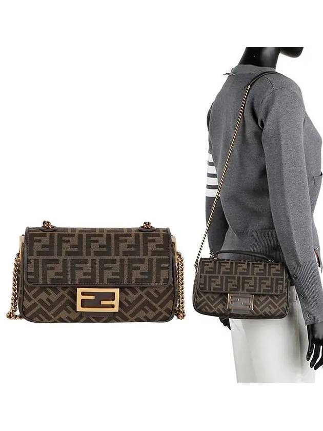 Baguette Chain FF Jacquard Medium Cross Bag Brown - FENDI - BALAAN 2