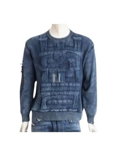 K Rottissimo Floating Yarn Logo Knit Top Blue - DIESEL - BALAAN 2