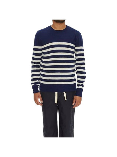 Ishmael Striped Crew Knit Top Dark Navy White - A.P.C. - BALAAN 1