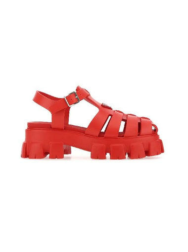 Monolith Rubber Sandals Red - PRADA - BALAAN 1