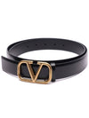 V Logo Signature Leather Belt Black - VALENTINO - BALAAN 4