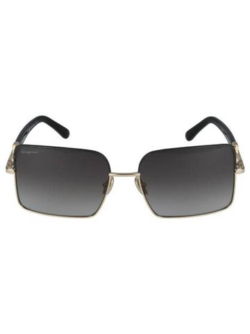 Women's Eyewear Square Metal Sunglasses Black Gold - SALVATORE FERRAGAMO - BALAAN 1