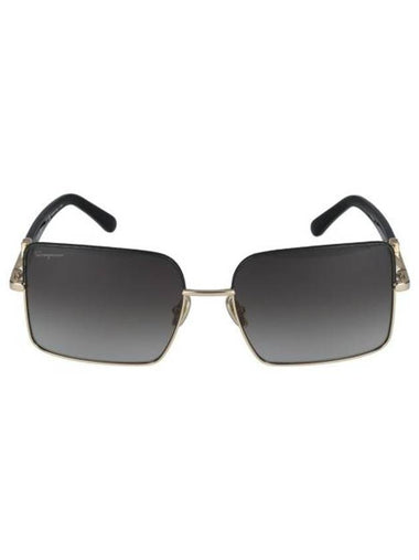 Women's Eyewear Square Metal Sunglasses Black Gold - SALVATORE FERRAGAMO - BALAAN 1