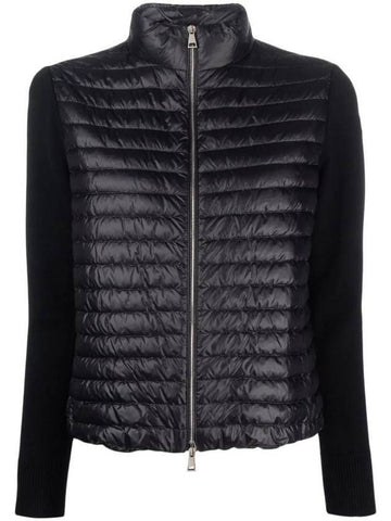 Padded Wool Cardigan Black - MONCLER - BALAAN 1