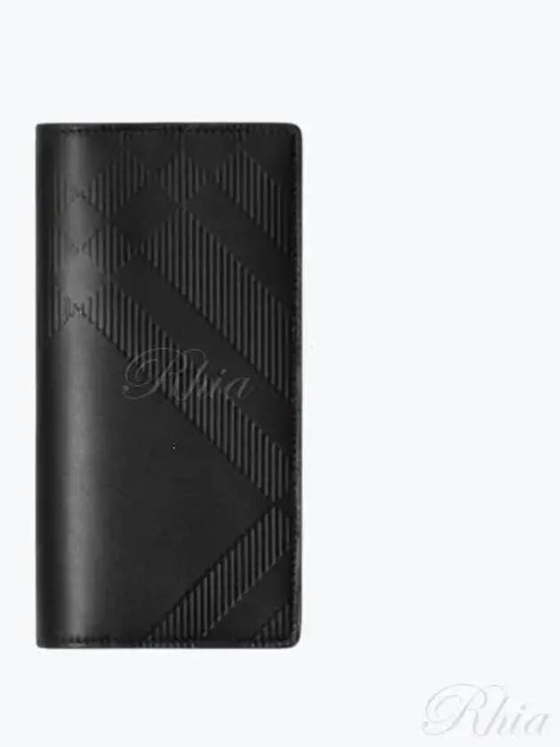 Check Leather Long Wallet Black - BURBERRY - BALAAN 2