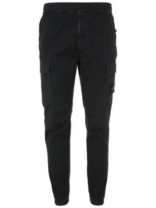 Stretch Cotton Cargo Straight Pants Black - STONE ISLAND - BALAAN 2