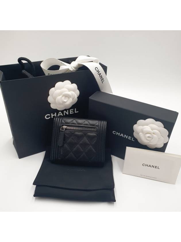 Boy  Small Flap Wallet Caviar Leather & Ruthenium Black - CHANEL - BALAAN 3