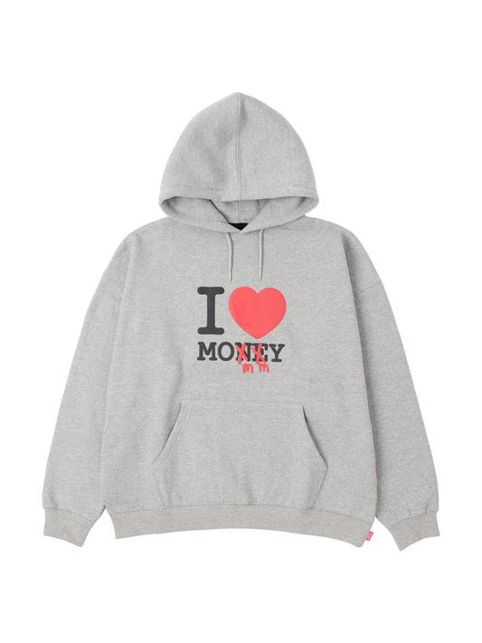 Men's I Love Money Print Hoodie Grey - STOCKHOLM SYNDROME - BALAAN 2