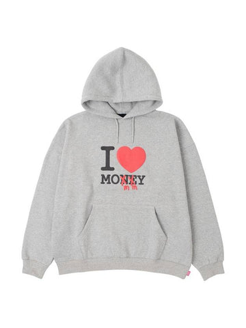 Men's I Love Money Print Hoodie Grey - STOCKHOLM SYNDROME - BALAAN 1