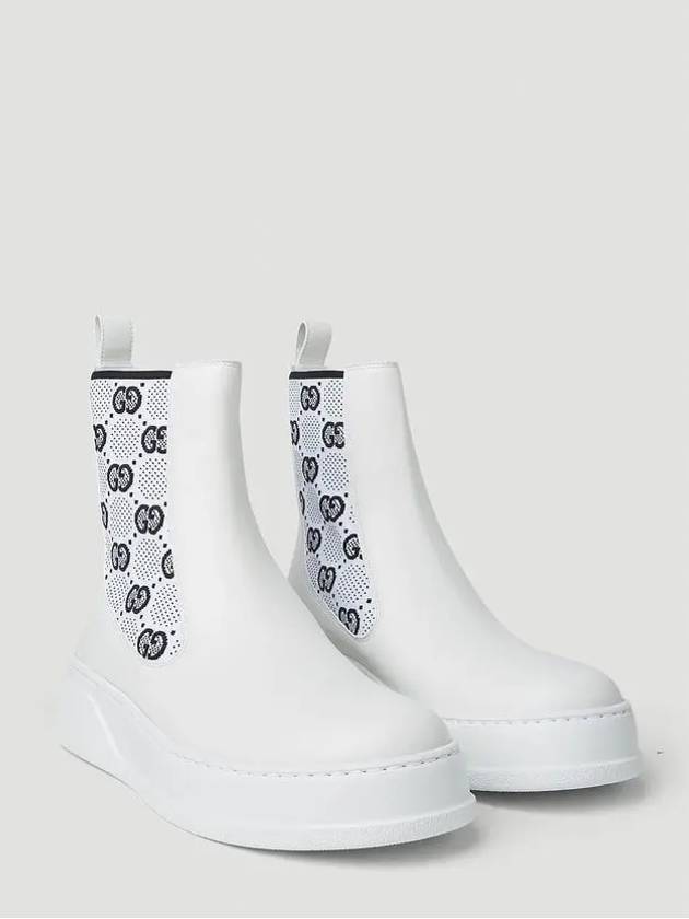 GG Jersey Leather Chelsea Boots White - GUCCI - BALAAN 3