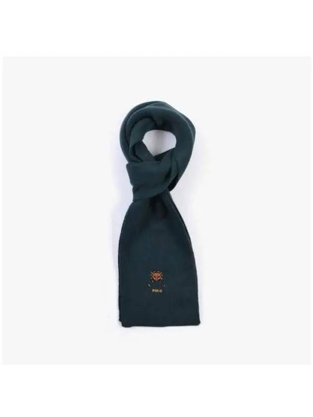 Fox Embroidered Wool Muffler Dark Green - POLO RALPH LAUREN - BALAAN 5