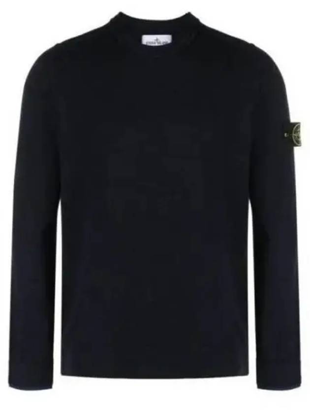 Logo Patch Crew Neck Knit Top Navy - STONE ISLAND - BALAAN 2