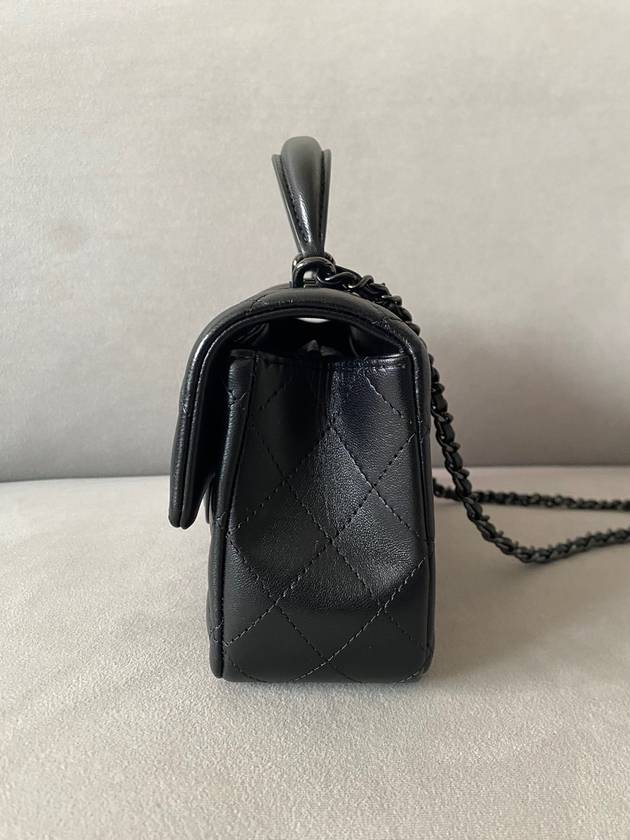 New Mini Top Handle Flap Bag Lambskin Saw Black AS2431 - CHANEL - BALAAN 3