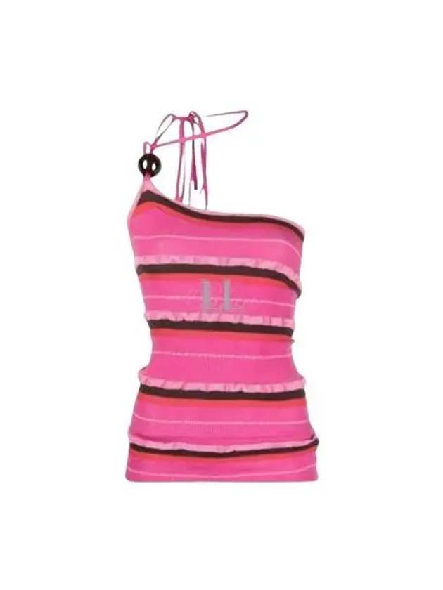 Striped One Shoulder Knit Top Dark Pink - JACQUEMUS - BALAAN 2