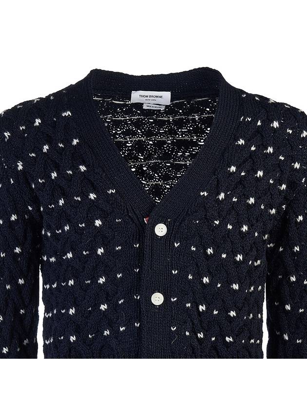 Donegal Cable Classic Wool Cardigan Navy - THOM BROWNE - BALAAN 5