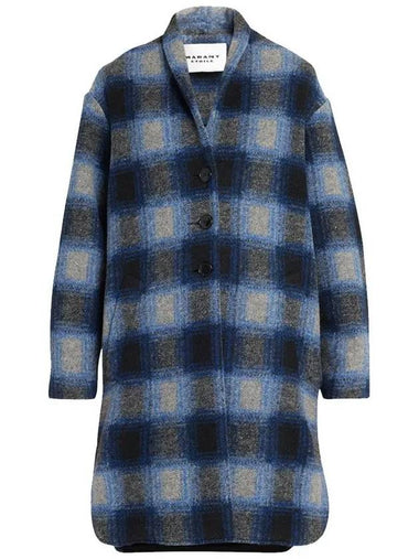 GABRIEL Check Wool Coat Navy MA0019FA A3D27E 30NA - ISABEL MARANT - BALAAN 1