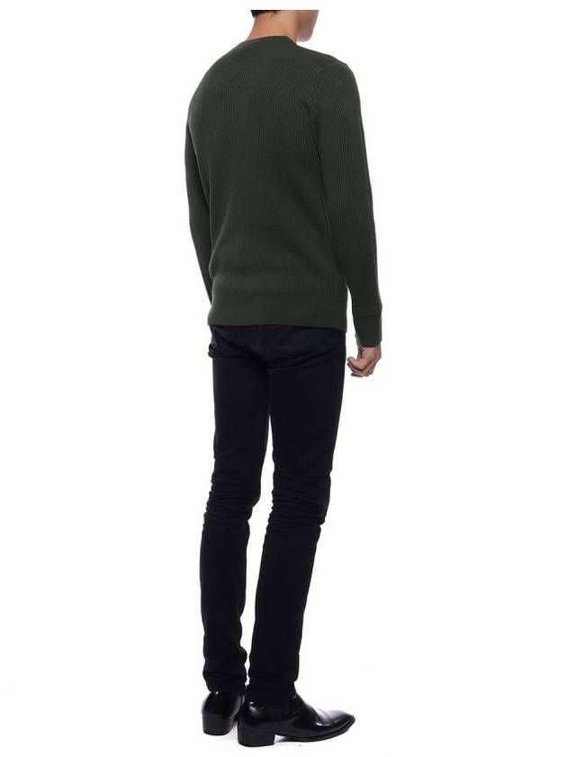 Wappen Patch Crew Neck Ribbed Wool Knit Top Green - STONE ISLAND - BALAAN 7