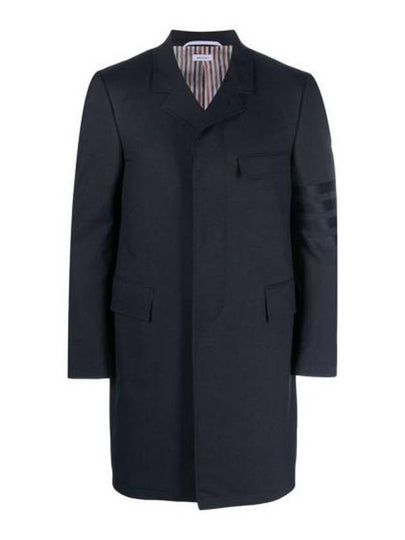 Men's Plain Weave 4 Bar Chesterfield Over Single Coat Dark Blue - THOM BROWNE - BALAAN 2