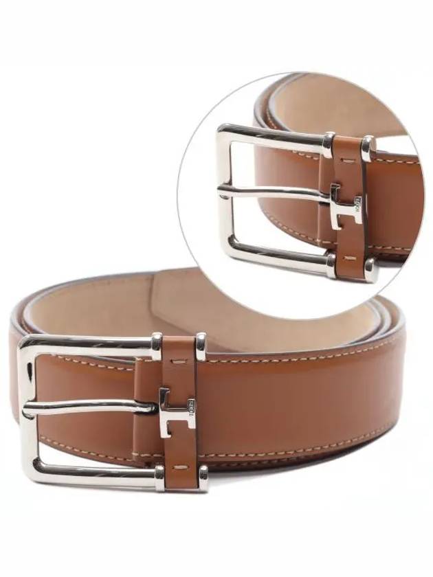 T Logo Leather Belt Brown - TOD'S - BALAAN 2