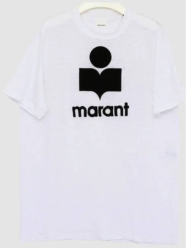 Karman Logo Print Linen Short Sleeve T-Shirt White - ISABEL MARANT - BALAAN 3