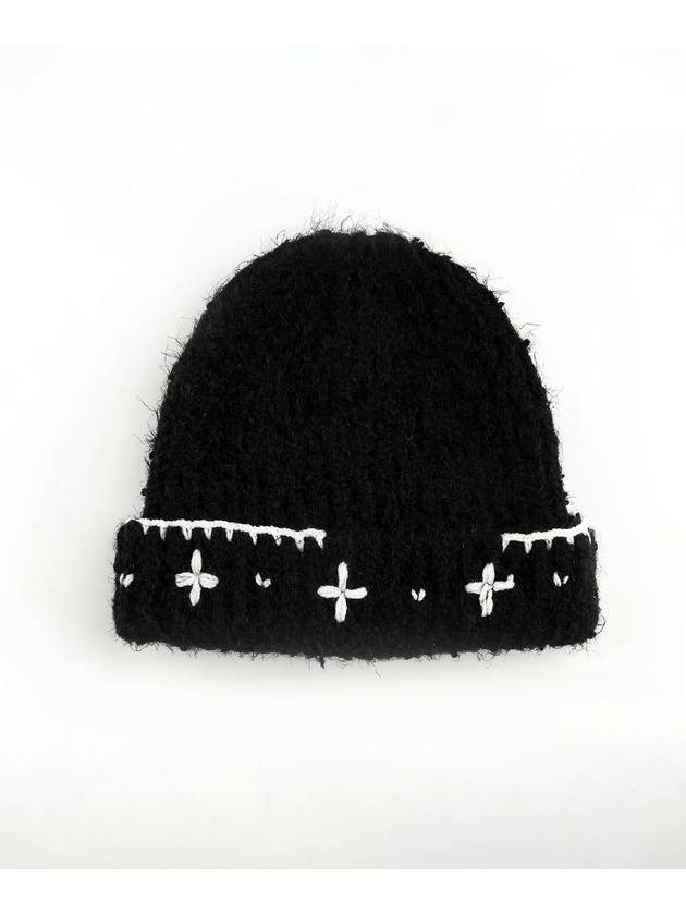 Flower Hand Stitched Beanie BLACK Women s - RUBATI - BALAAN 1