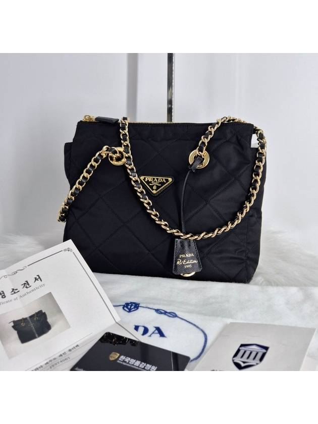 Re nylon triangle logo chain shoulder bag black 1bg468 - PRADA - BALAAN 3