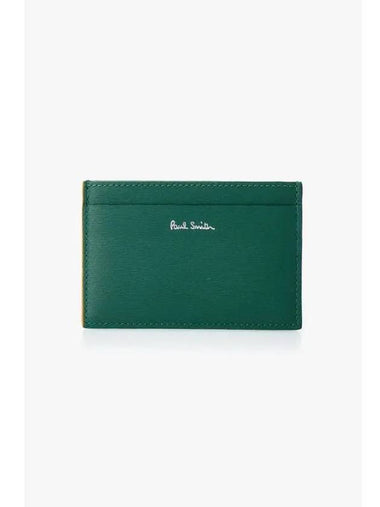 PS Color Block Leather Card Case Green - PAUL SMITH - BALAAN 1