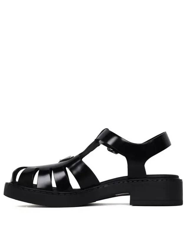 Brushed Leather Fisherman Sandals Black - PRADA - BALAAN 3