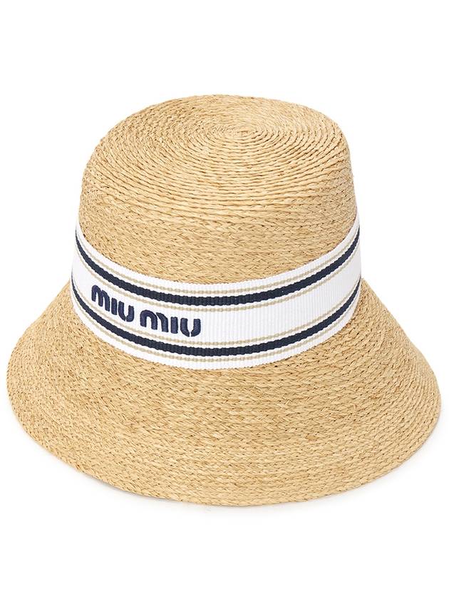 Logo Rafia Bucket Hat Beige - MIU MIU - BALAAN 2