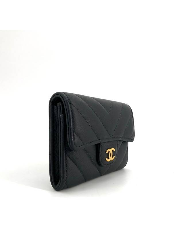 Matte caviar gold flap card wallet - CHANEL - BALAAN 3