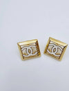 24 Workshop Square Earrings CC Logo Stud Black White Gold ABD872 - CHANEL - BALAAN 6