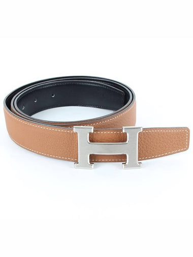 H silver reversible leather belt 100 34 36 - HERMES - BALAAN 1