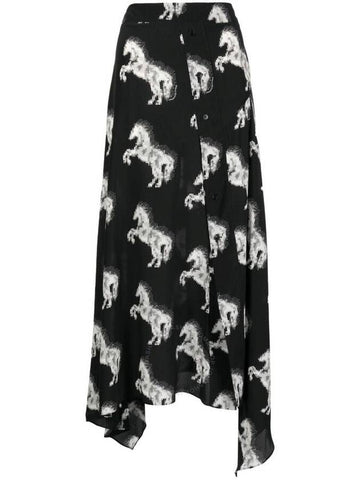 Stella Mccartney Ladies Black Graphic-Print Silk Midi Skirt, Brand Size 36 (US Size 2) - STELLA MCCARTNEY - BALAAN 1