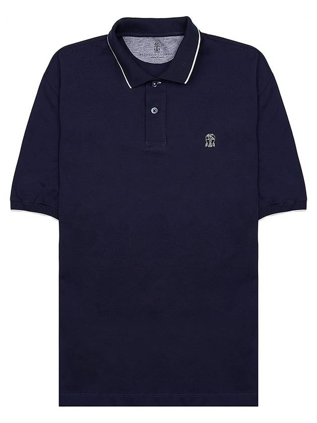Logo Embroidered Cotton Short Sleeve Polo Shirt Black - BRUNELLO CUCINELLI - BALAAN 2